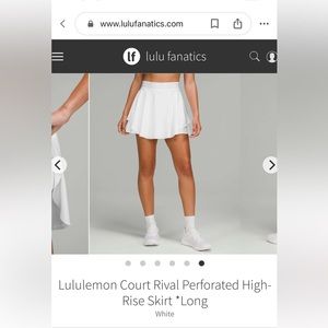 Lululemon court rival perforated HR Skirt*long